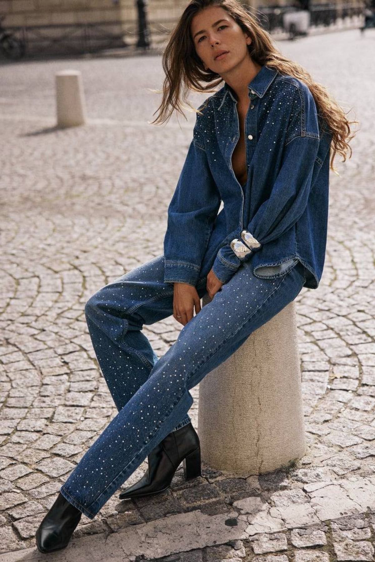 GoGoTrendy Kot Taşlı Gömlek